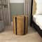Brown Banana Leaf Handmade Linear Wrapped Accent Table with Navy Stripes
